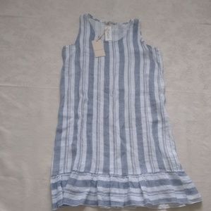 New🎀 Made in Italy linen striped dress ruffle hem